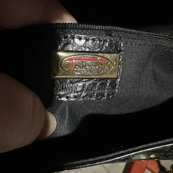 VTG Talbots 90’s Black Leather Crocodile Croc Embossed Handbag Gold Chain Y2K - Picture 3 of 5